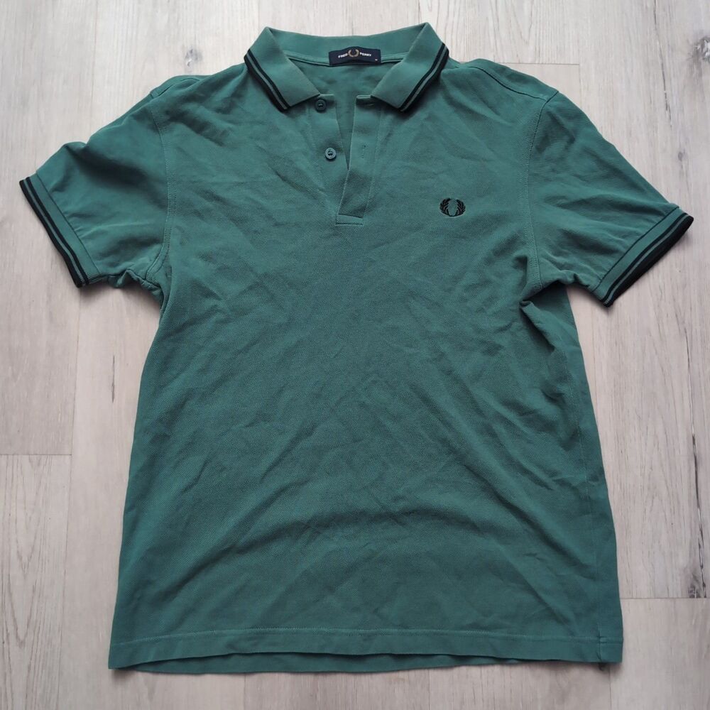 Fred Perry M3600 Twin Tipped Pique Polo Mens Medium Green